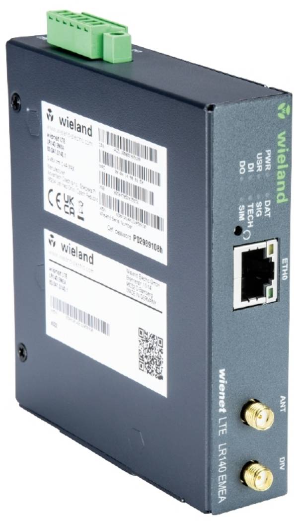 Wieland Electric LR140 EMEA WLAN-router med LTE Inbyggt modem: LTE 10 / 100 MBit/s