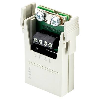 En elektrisk kontaktdon med klämmor och skruvar, lämplig för montering i ett hölje eller elskåp.