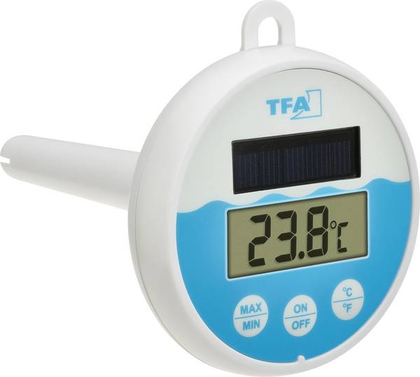 TFA Dostmann Digitales Solar-Poolthermometer Pooltermometer Vit, Turkos 30.1068.02