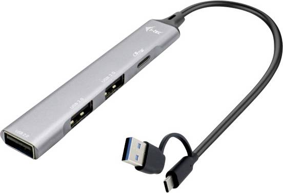 i-tec CAHUBMETALMINI4 USB-hubb 3+1 Port USB-A USB 3.2 Gen1 5 GBit/s Silver I-TEC USB-A/USB-C Metal HUB