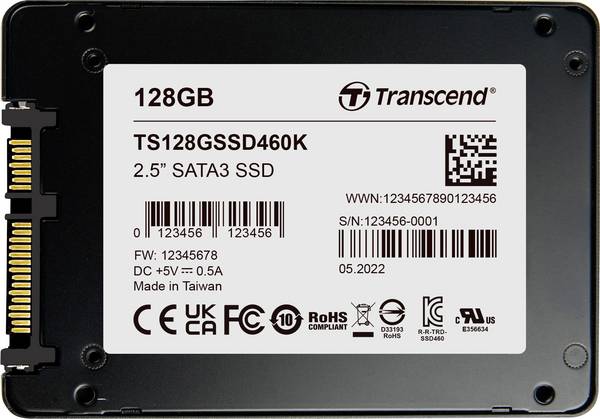 Transcend 128 GB SSD-hårddisk mSATA SATA III TS128GSSD460K-VS1