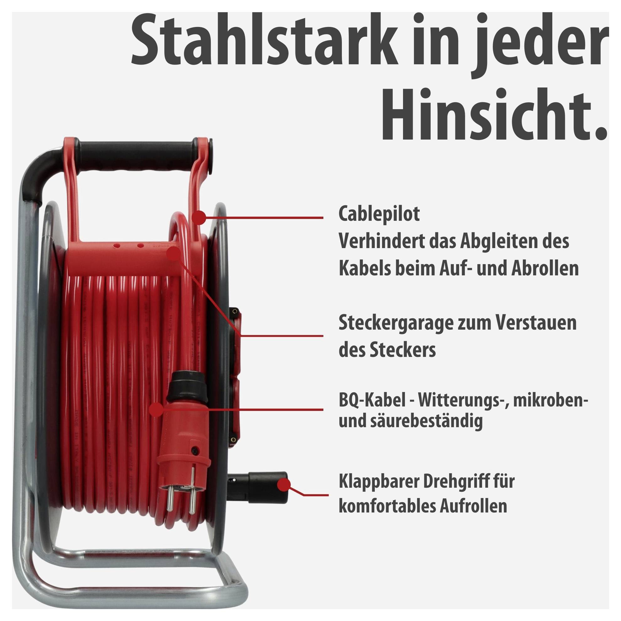 Brennenstuhl 9191500210 Kabelvinda 50 m Röd Jordad stickpropp-4