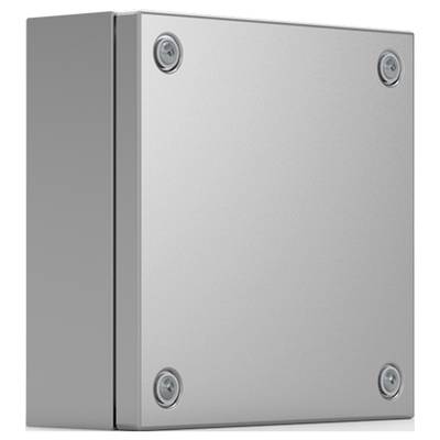 En rektangulär, silverfärgad metallåda med fyra synliga skruvar i hörnen, troligen ett hölje eller fördelningsskåp.