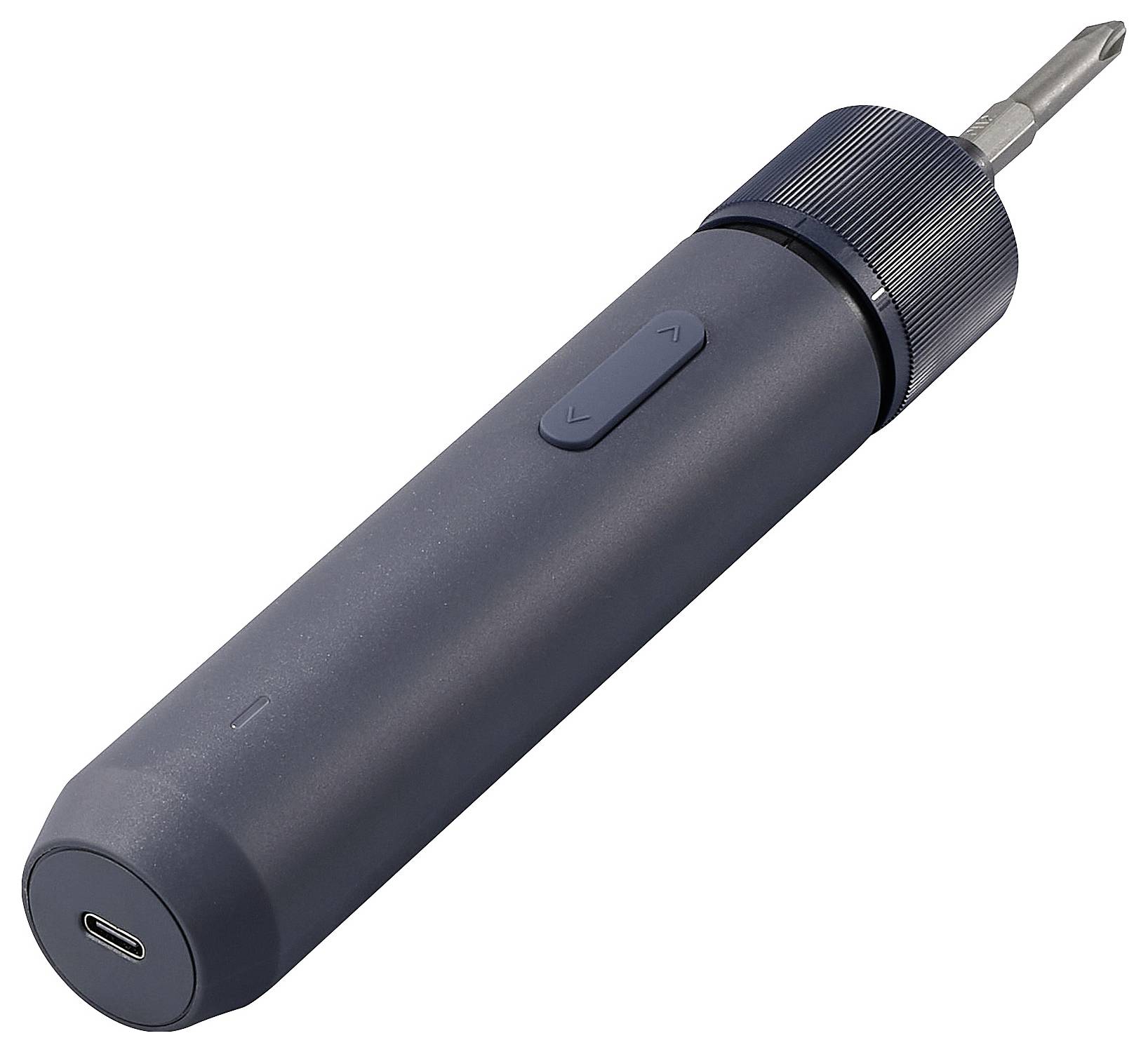 Elektrisk skruvmejsel med utbytbart bits och USB-C-anslutning.