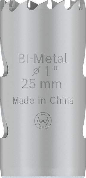 Borrkrona av bimetall, diameter 25 mm, tillverkad i Kina.