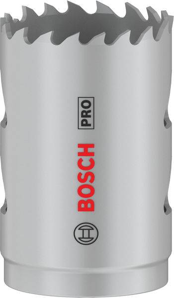 Grauer Bosch Pro hålsågsadapter med tandad egg, lämplig för precisionsborrning i material som trä eller metall.