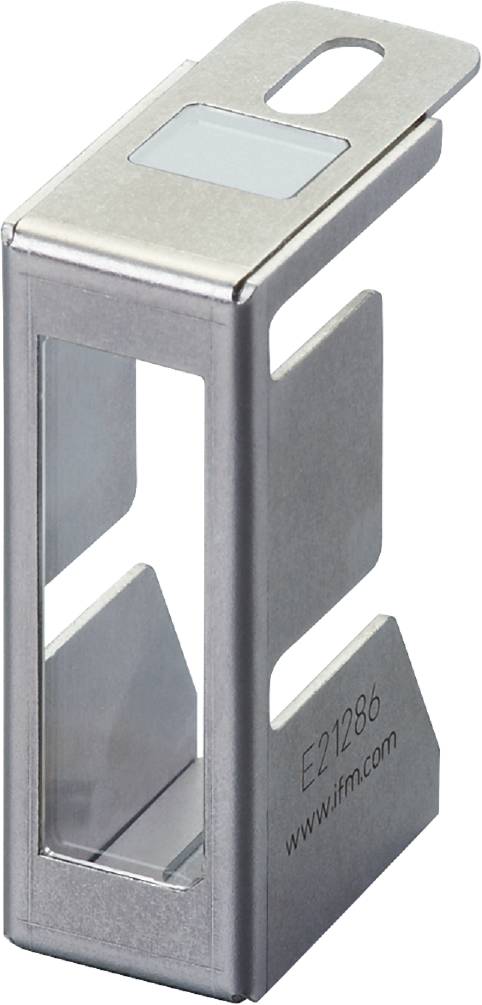 Ett förkromat metallhölje med flera urtag. Det fungerar som fäste eller skydd för tekniska komponenter.