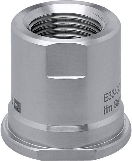 Metallsensor med präglad inskription 'ifm'. Cylindrisk form, lämplig för industriella tillämpningar. Modellnummer: E33430.