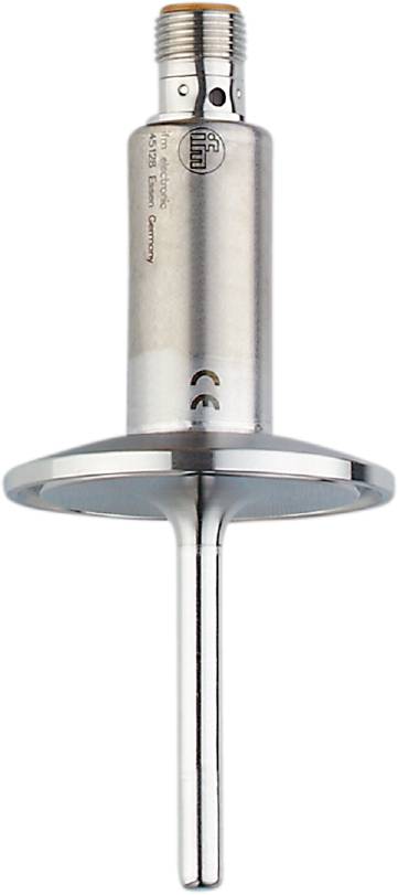 Metallisk cylinder med fläns och rör, del av en teknisk apparat eller maskin, mot en vit bakgrund.