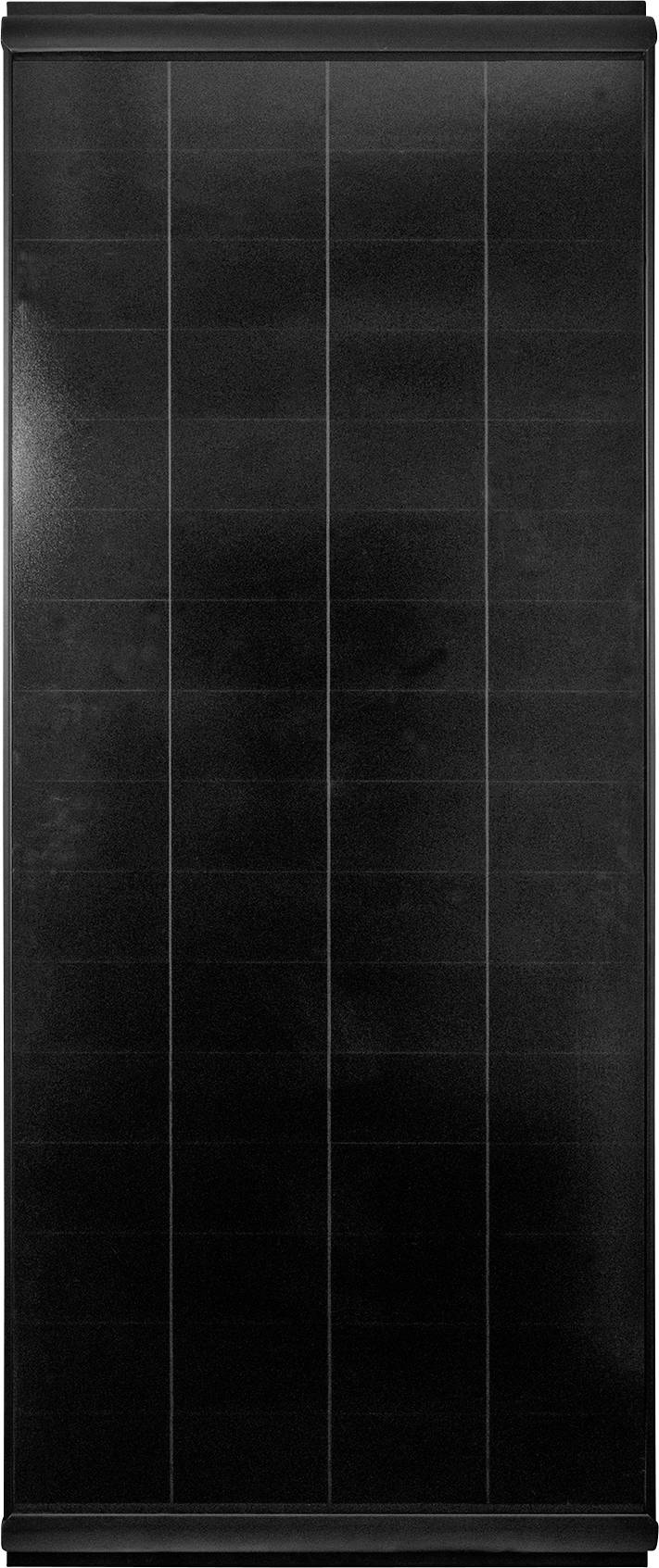 Svart solpanel i vertikal anordning.