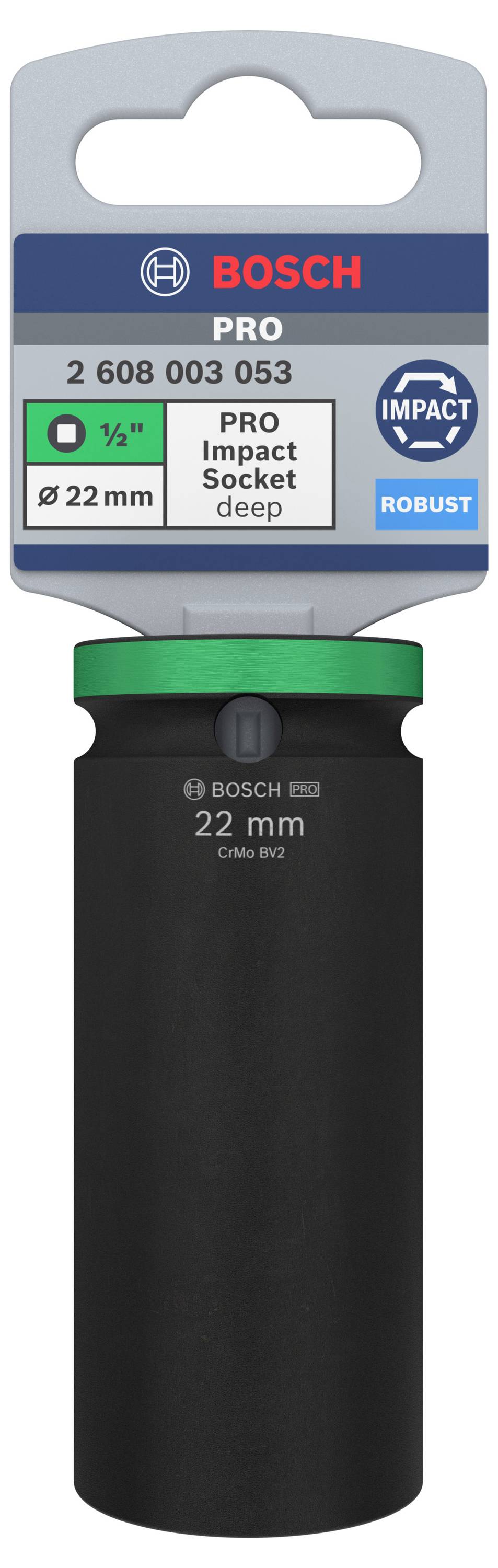 Bosch PRO Impact hylsa för snickeriarbete, 22 mm diameter, svart, robust konstruktion