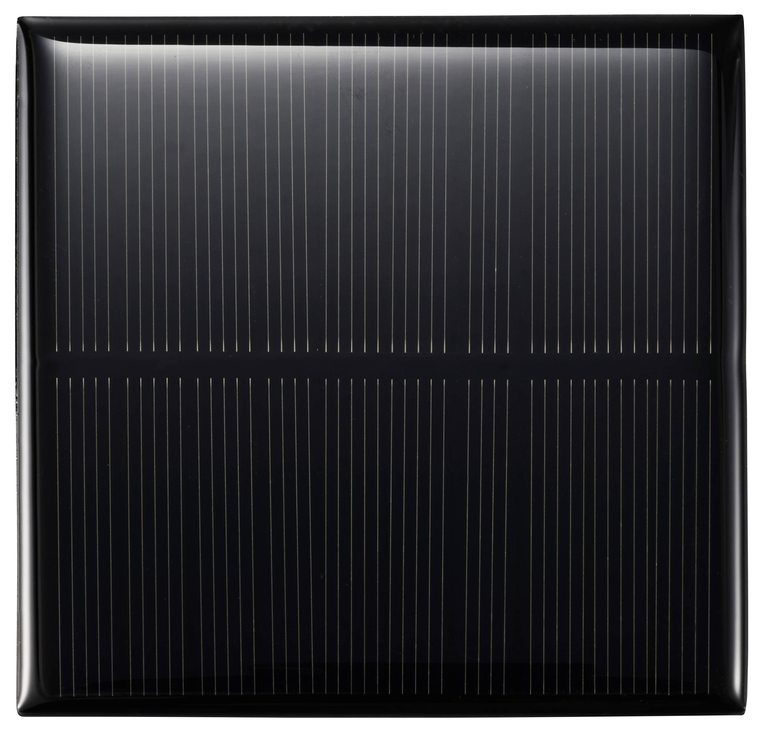 Kvadratisk solpanel med mörkblå yta och parallella, ljusa linjer. Huvudsakligen använd för energiproduktion.
