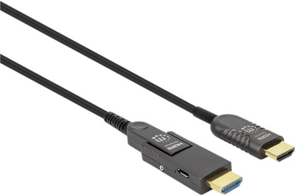 Manhattan HDMI Anslutningskabel HDMI-A-kontakt, HDMI-Micro-D kontakt 50 m Svart 355537 4K UHD HDMI-kabel