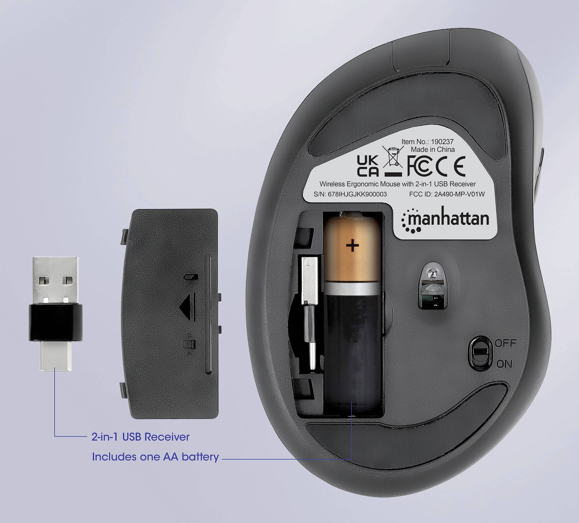 Manhattan Mouse wireless caratterizzato da un estetica straordinaria con alloggiam WiFi mus Sladdlös Optisk Transparent,-6