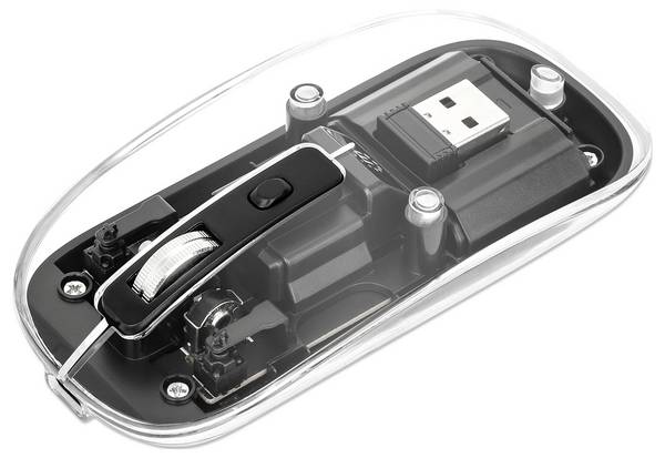 Manhattan Mouse wireless caratterizzato da un estetica straordinaria con alloggiam  WiFi mus Sladdlös   Optisk Transparent, Svart 4 Knappar 800 dpi, 1200 dpi, 1600 dpi Tysta knappar, Scrollwheel