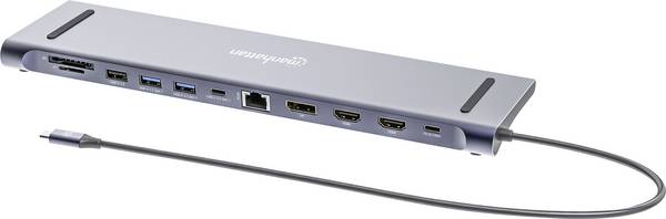 Manhattan Notebook-dockningsstation  190305   inkl. laddningsfunktion-lås, USB-C® Power Delivery