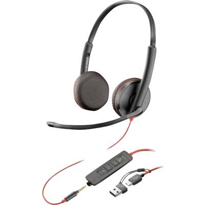 HP Inc. Blackwire C3225 Datorer Over Ear-hörlurar Sladd Stereo Svart Headset, Volymkontroll, Mikrofonljudavstängning