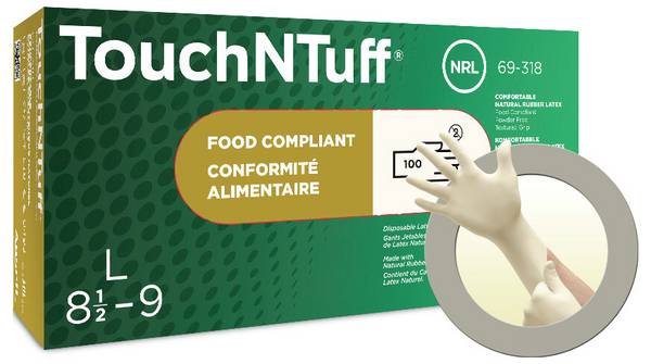 Ansell TouchNTuff 69318080 100 st Naturlatex Engångshandske Storlek (handskar): M, 7-May, 8 EN 21420:2020