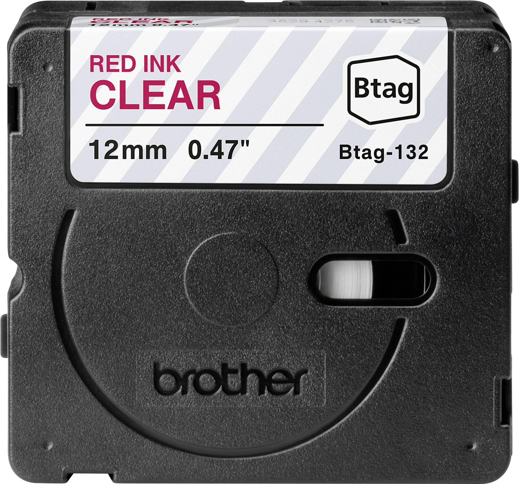 Brother Btag-132 Märkband Bandfärg: Transparent Skriftfärg: Röd 12 mm 4 m
