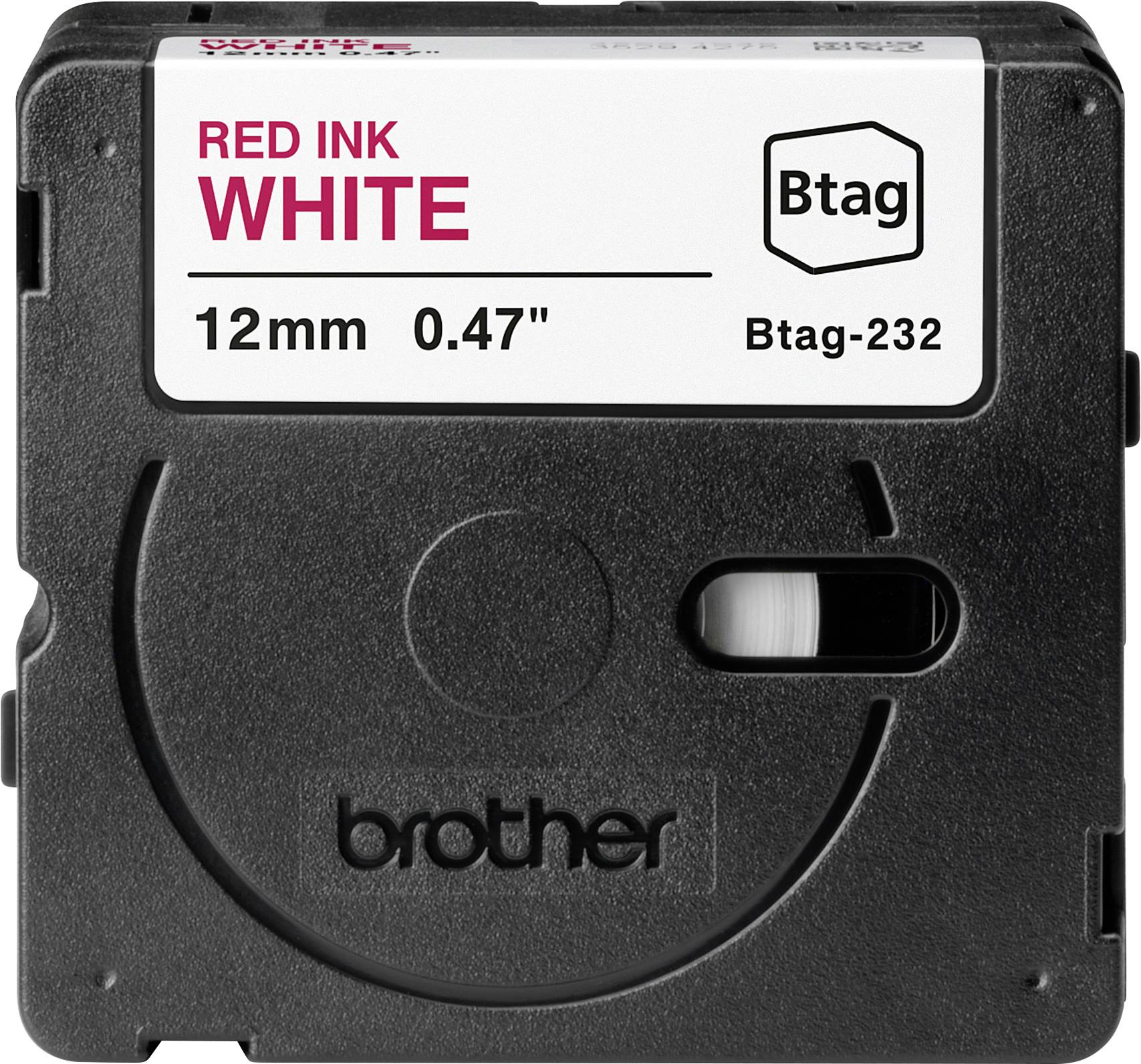 Brother Btag-232 Märkband Bandfärg: Vit Skriftfärg: Röd 12 mm 4 m