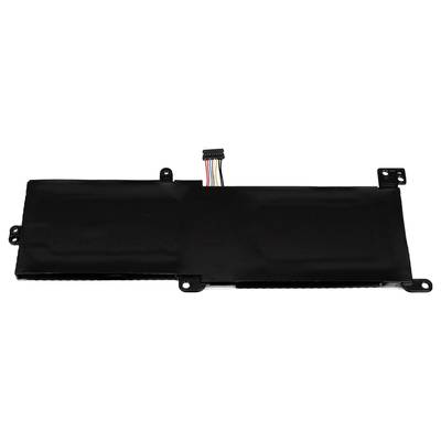 Svart laptopbatteri med färgglad kabelanslutning, rektangulär form, platt. Lämplig för teknisk reparation eller byte.