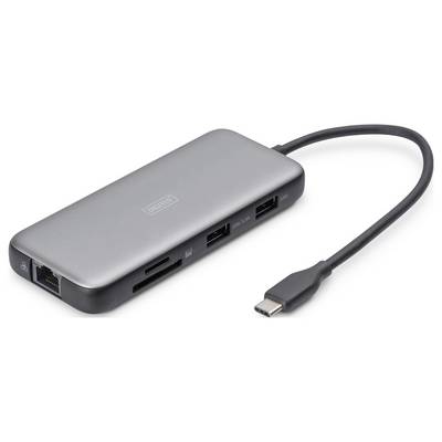 USB-C-hubb med flera anslutningar: Ethernet, USB-A, HDMI och SD-kortläsare.