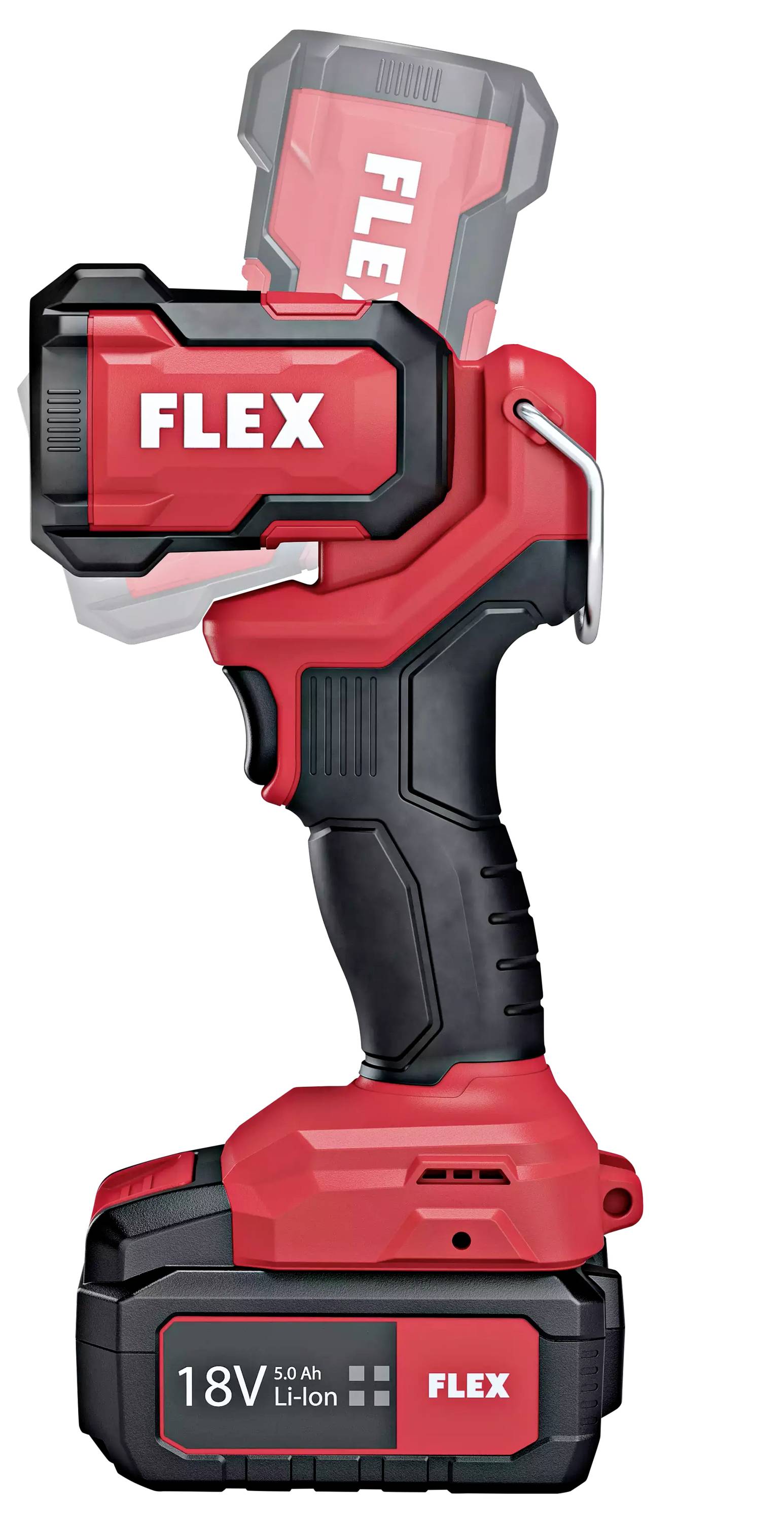 Flex skruvdragare, röd-svart, med 18V Li-Ion batteri.