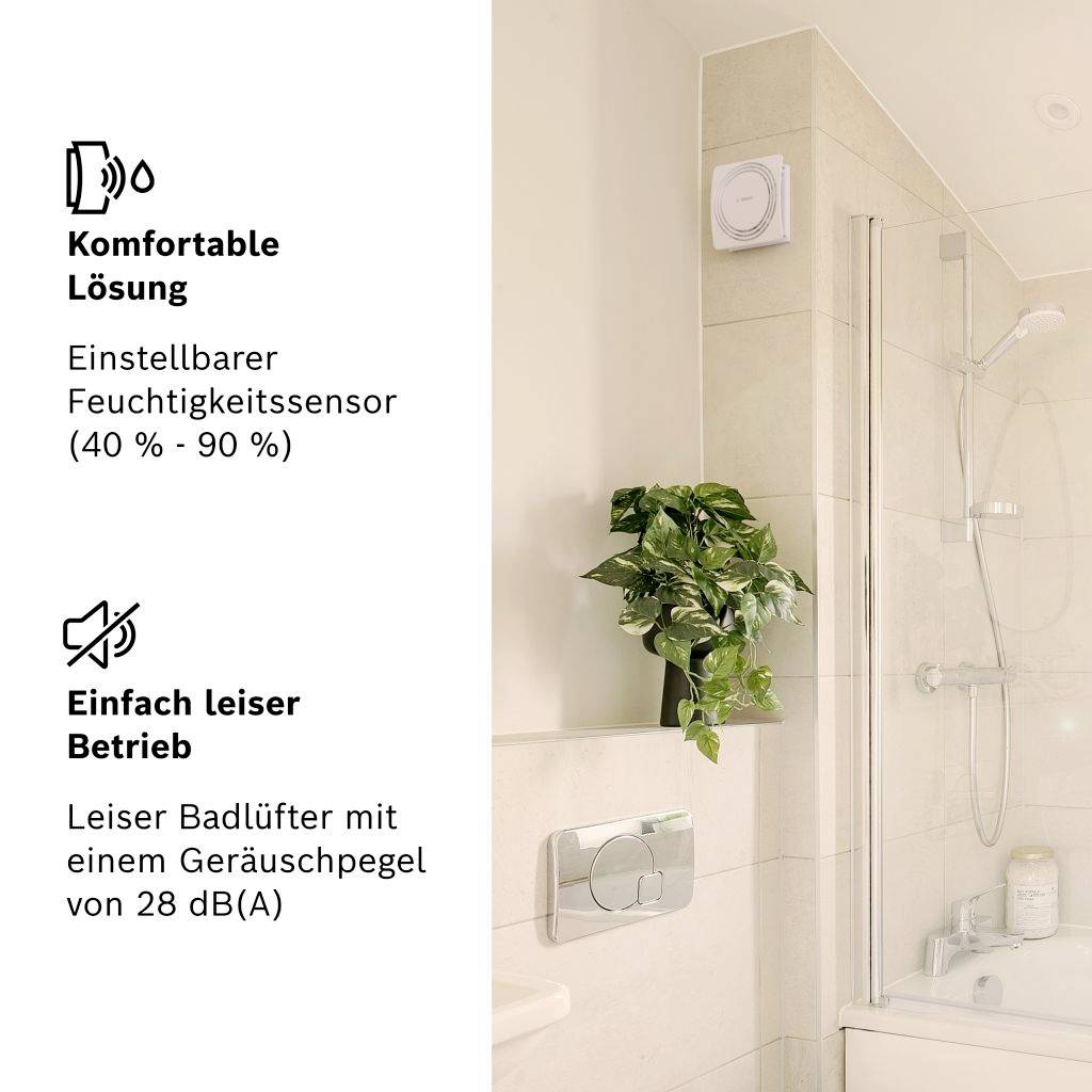 Bosch Home Comfort FAN 1900 W100 DH Badrumsfläkt 230 V 75.4 m³/h 100 mm-7