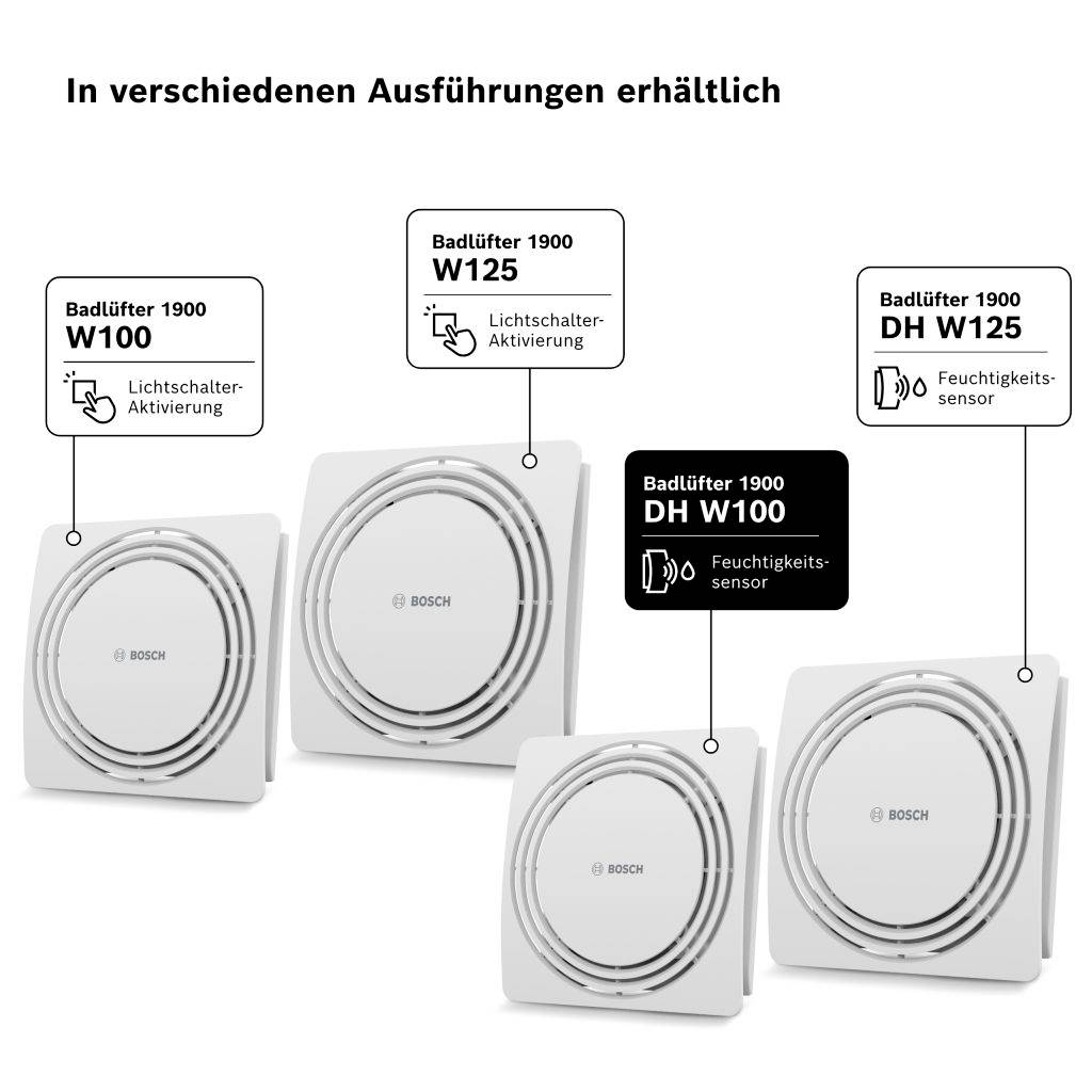 Bosch Home Comfort FAN 1900 W100 DH Badrumsfläkt 230 V 75.4 m³/h 100 mm-10