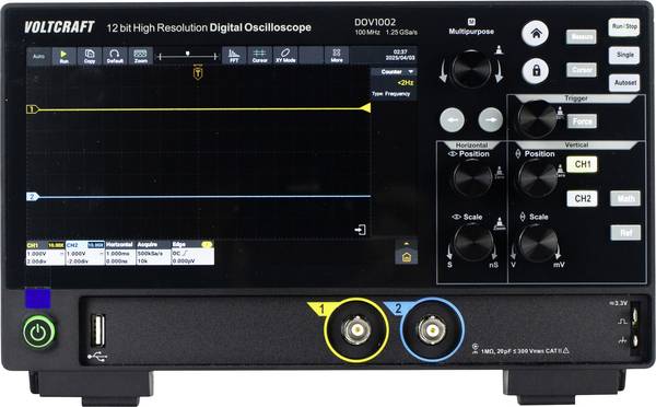 VOLTCRAFT DOV1002 Digitalt oscilloskop  100 MHz 2 kanaler 1.25 GSa/s 50 Mpts 12 Bit Digital lagring (DSO) 1 st