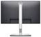 Baksidan av en svart skärm med ett silverfärgat stativ, logotyp högst upp.