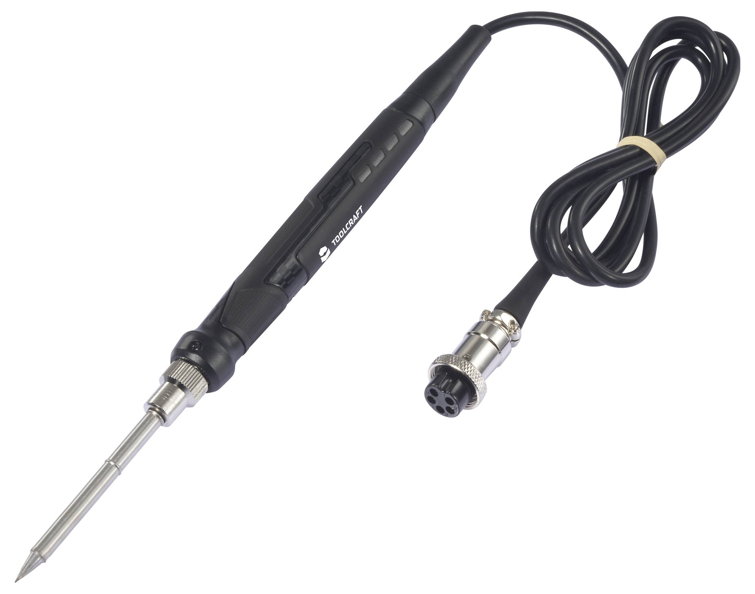 Lödpenna med kabel och anslutningskontakt för lödning av elektroniska komponenter.