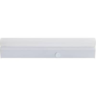 Vit cylindrisk vägglampa med rund vippströmbrytare vid den nedre basen. Perfekt för indirekt belysning i moderna utrymmen.