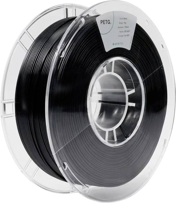 Svart 3D-skrivarfilamentrulle av PETG-material.