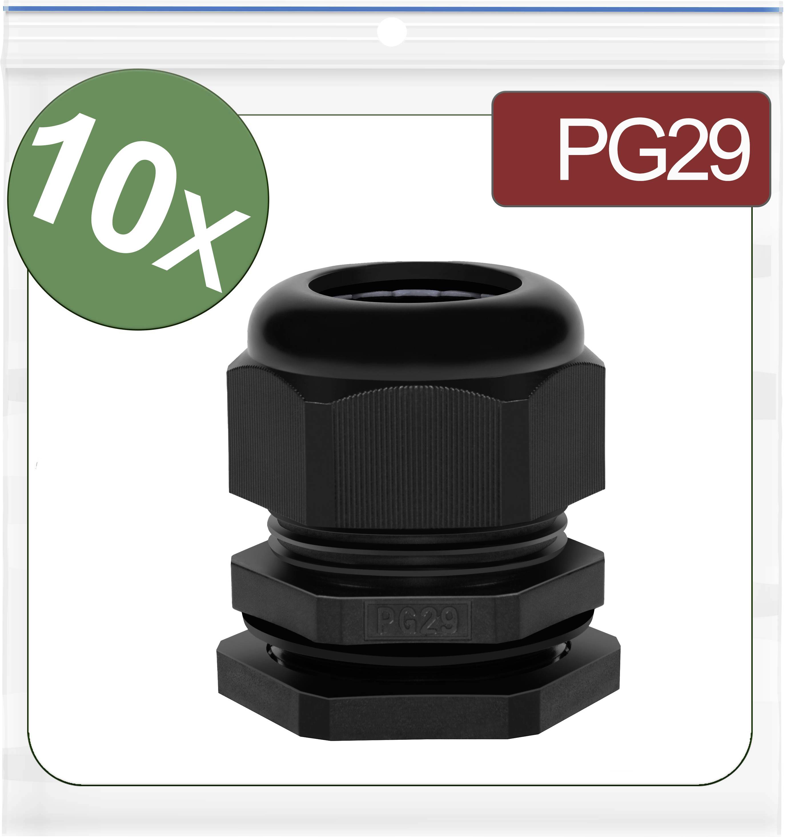 Quadrios 24CA386 Kabelförskruvning PG29 Polyamid Svart 10 st