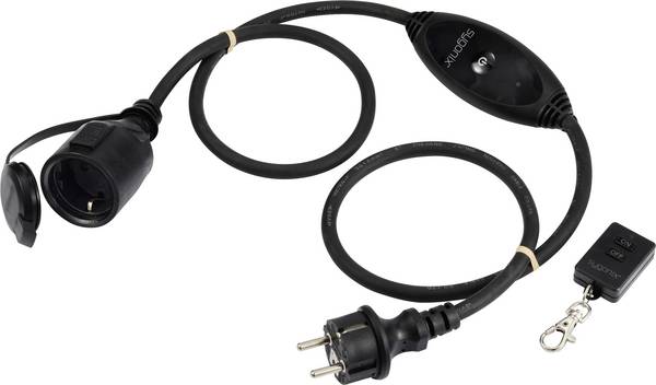 Sygonix SY-6728134 Ström Förlängningskabel 16 A Svart 1 m H07RN-F 3G 1,5 mm² inkl. strömbrytare, lämpar sig för utomhusbruk