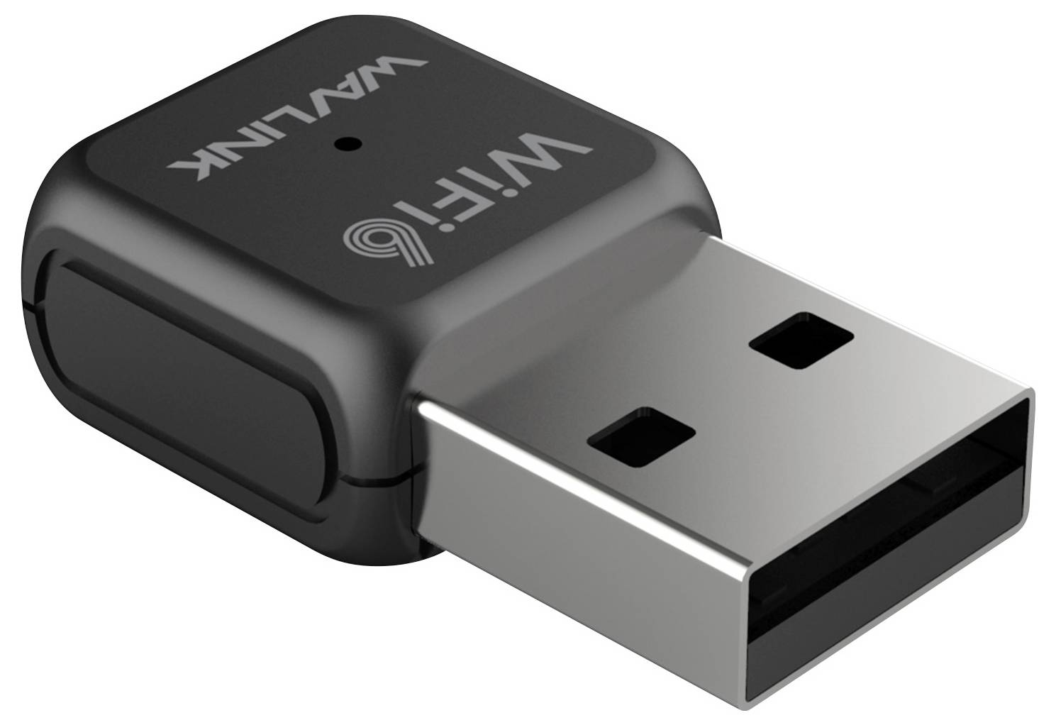 En svart USB WLAN-adapter från WAVLINK med tryckt 'WiFi'-symbol, lämplig för trådlös nätverksåtkomst.