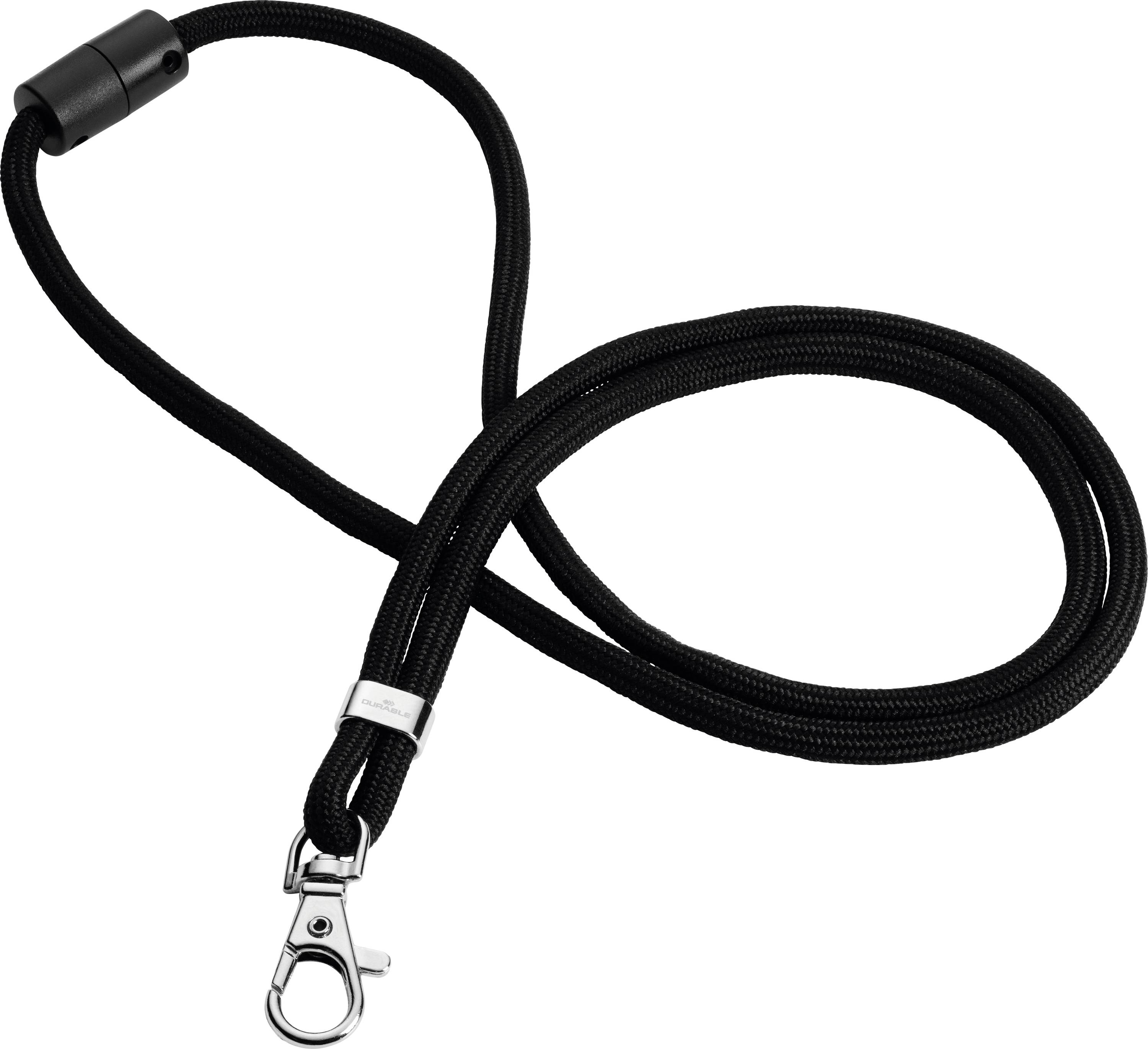 Ett svart läderband med silverfäste för att fästa föremål. Perfekt för nycklar eller små accessoarer.
