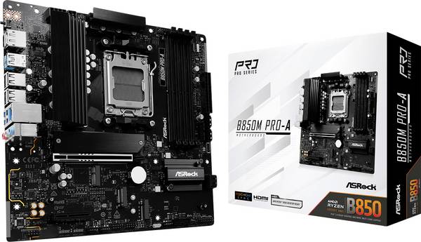 ASRock B850M Pro-A Moderkort Sockel #####AMD AM5 Formfaktor Micro-ATX Moderkort-chipset AMD® B850