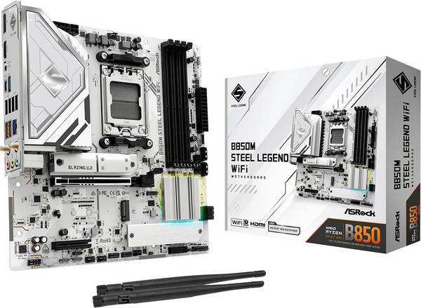 ASRock B850M Steel Legend Moderkort Sockel #####AMD AM5 Formfaktor Micro-ATX Moderkort-chipset AMD® B850