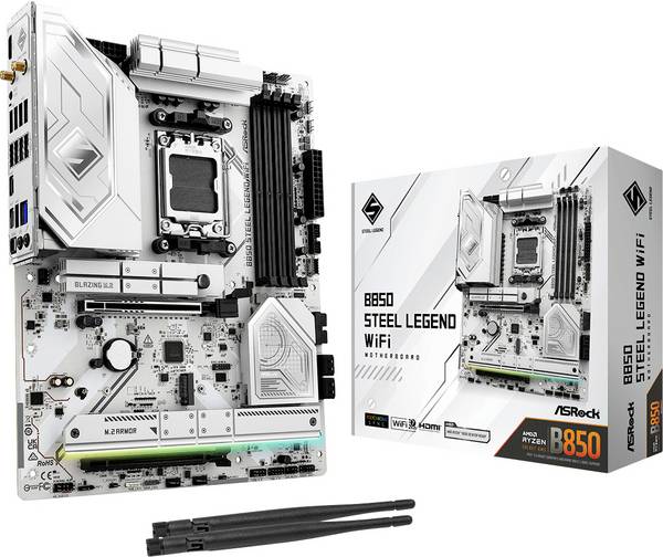 ASRock B850 Steel Legend Moderkort Sockel #####AMD AM5 Formfaktor ATX Moderkort-chipset AMD® B850