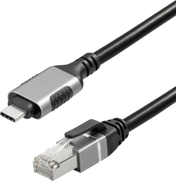Maxtrack USB-C® / RJ45 Nätverk Adapterkabel CAT 6 [1x USB-C® hane - 1x RJ45 hane] 2.00 m Svart