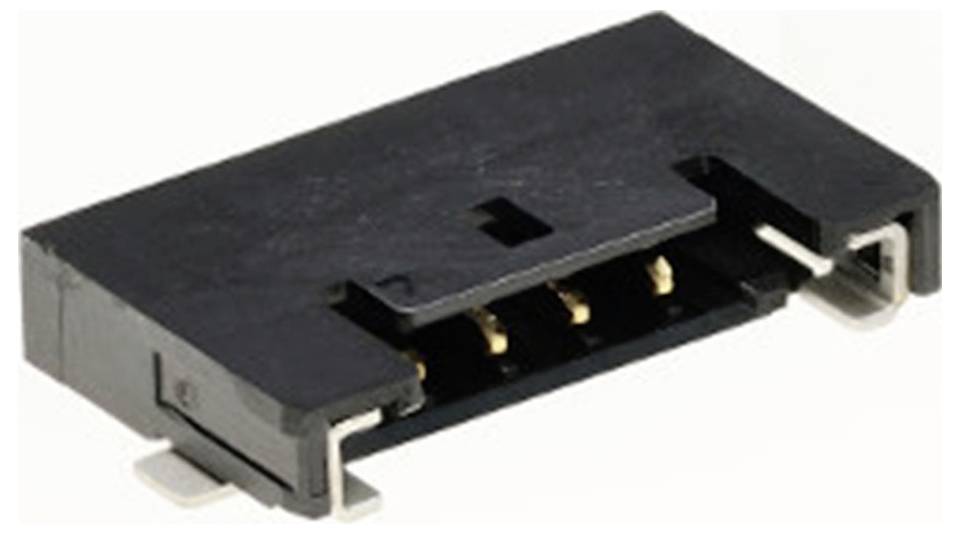 En svart, rektangulär kontakt med metallkontakter, lämplig för elektroniska enhetsanslutningar.
