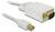 Ett vitt adapterkabel med VGA-kontakt och Mini-DisplayPort används för att ansluta enheter till varandra.