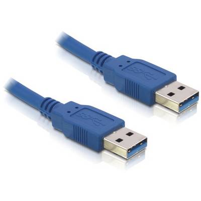 Två blå USB-kablar med Type A-kontakter.