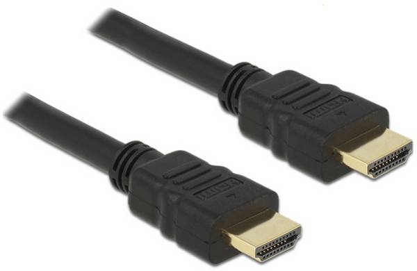 Delock HDMI Anslutningskabel HDMI-A-kontakt 0.5 m Svart 84751 guldpläterad kontakt, 4K UHD, dubbelt skärmad, tvinnad HDMI-kabel