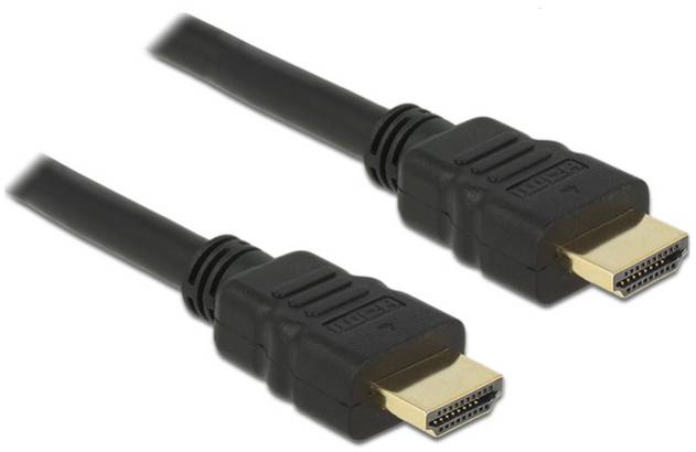 Två svarta HDMI-kablar med guldpläterade kontakter för överföring av audio- och videosignaler.