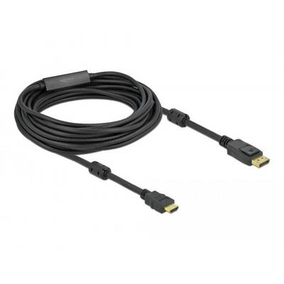 En svart HDMI-kabel, upprullad, med två kontakter i ändarna. Lämplig för anslutning av ljud- och videoenheter.