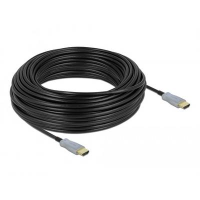 En lång, upprullad HDMI-kabel med två guldfärgade kontakter, lämplig för överföring av ljud- och videosignaler.