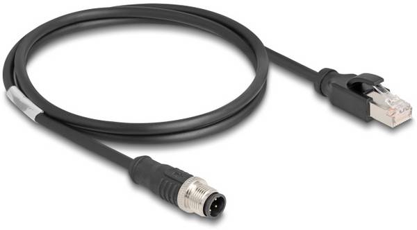 Delock 80850 RJ45 / M 12 Nätverkkabel, Patchkabel CAT 5e S/FTP 1.00 m Svart 1 st
